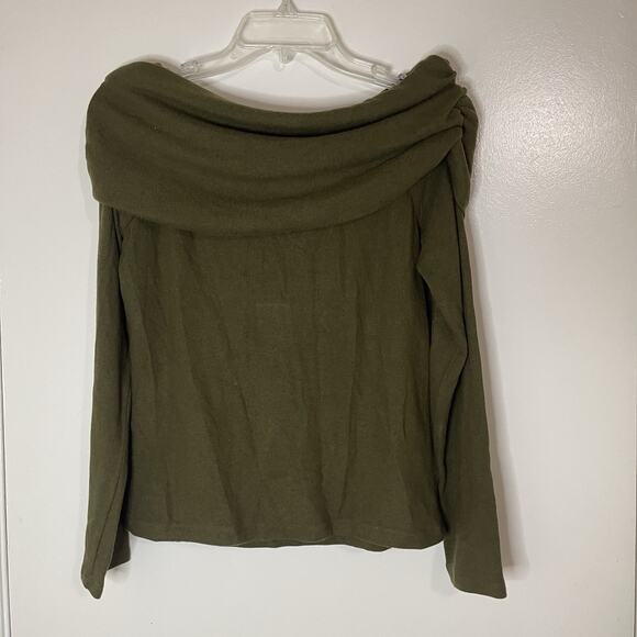 NEW! Reformation Azura knit off shoulder long sleeve olive green top size small - Picture 6 of 6